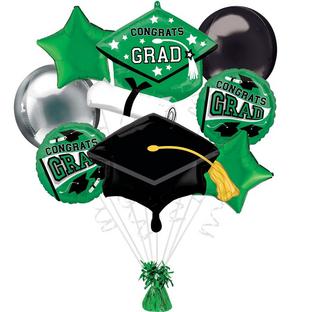 Festive Green Congrats Grad Foil Balloon Bouquet - True to Your School
